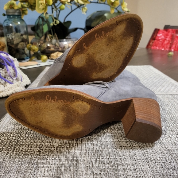 Sam Edelman "Millard" Greyish-Blue Leather Zip Ankle Boot & LaceUp & Aro⦠- Picture 5 of 5